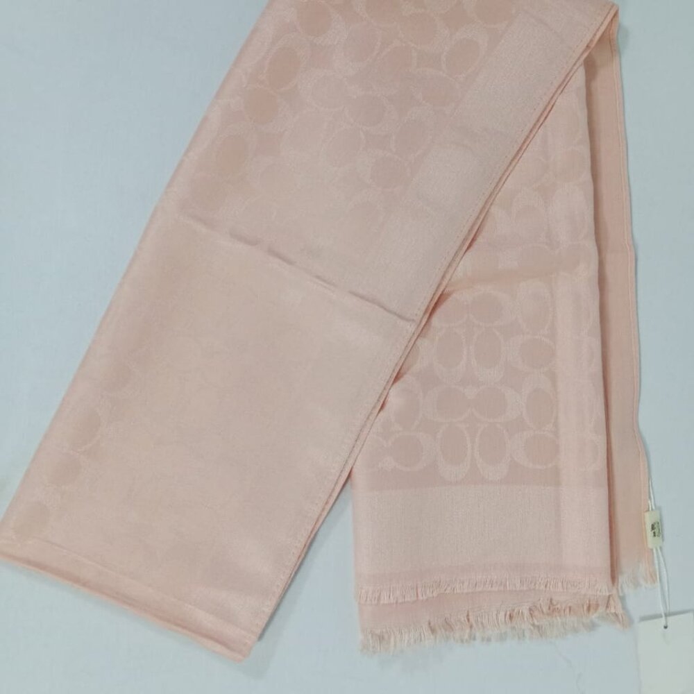 Authentic Coach Stole Shawl Wrap 65%Cashmere 35% Silk Peach Used - Picture 5 of 11